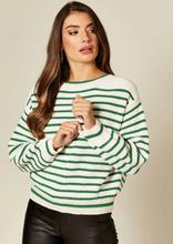 Load image into Gallery viewer, Green and White Stripe Knit