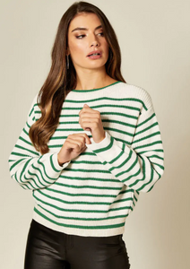 Green and White Stripe Knit