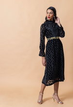 Load image into Gallery viewer, Black Velvet Heart and Spotted Love Dress