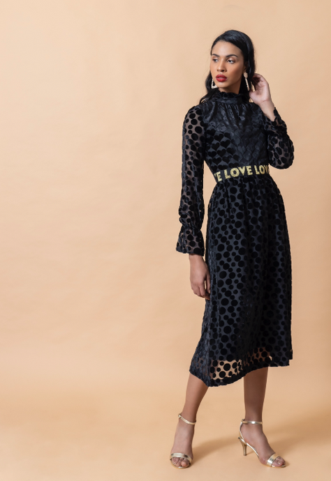 Black Velvet Heart and Spotted Love Dress