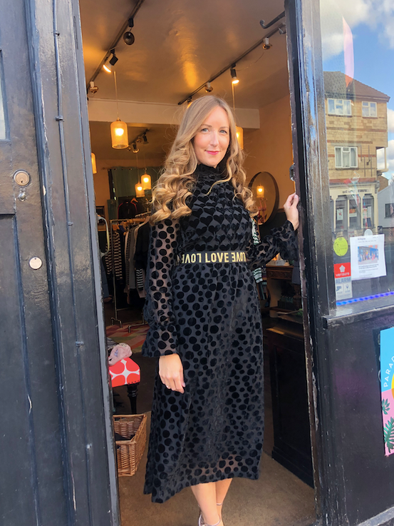 Black Velvet Heart and Spotted Love Dress