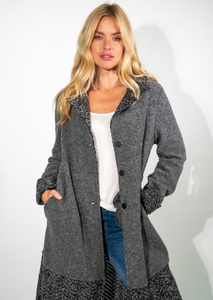 Grey Wool Long Blanket Coat