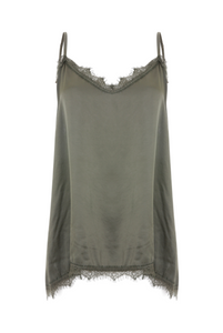 Lace Trim Kami Camisoles in Khaki - Black - Navy - Taupe