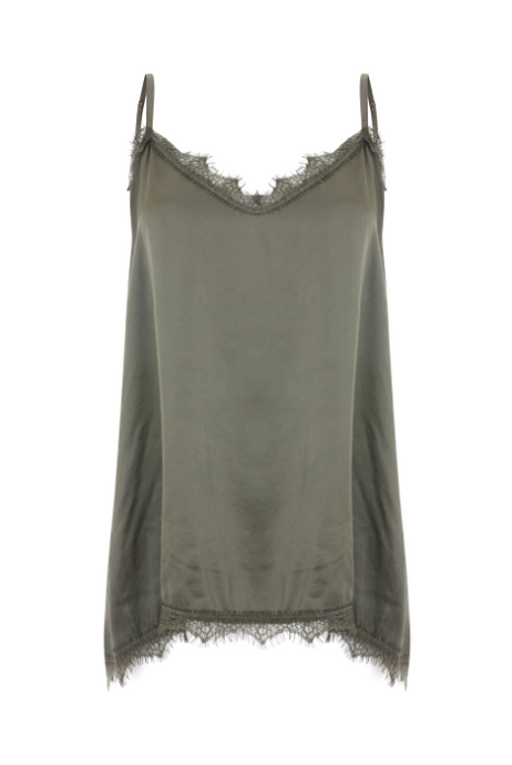 Lace Trim Kami Camisoles in Khaki - Black - Navy - Taupe