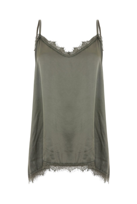 Lace Trim Kami Camisoles in Khaki - Black - Navy - Taupe