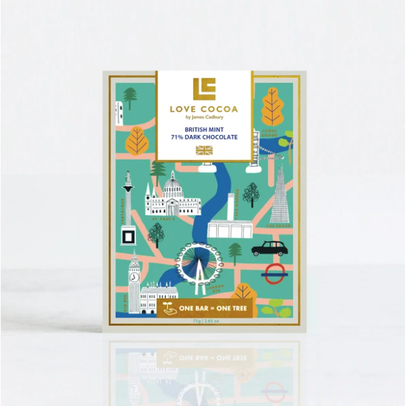 London Edition English Mint 71% Dark Chocolate Bar
