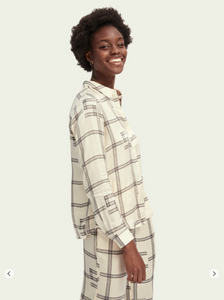 Maison Scotch - Printed long sleeve drapey shirt
