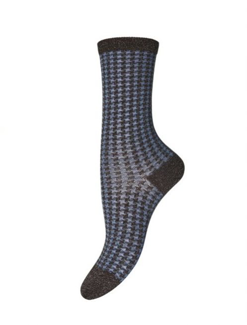 Indy Check Sock - Blue & Brown