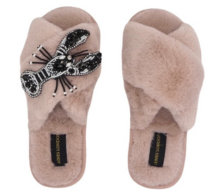 Pink Fluffy Mollie Monochrome Slippers Size 3-4 only