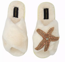 Load image into Gallery viewer, Rose Gold Starfish on Cream Slippers