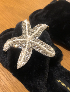 Black Pearl & Crystal Starfish Slippers