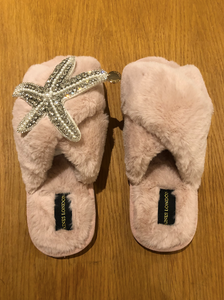 Pink Pearl & Crystal Starfish Slippers