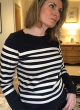Load image into Gallery viewer, Navy &amp; White Stripe Classic Breton L/S Tee - LAST ONE XS only