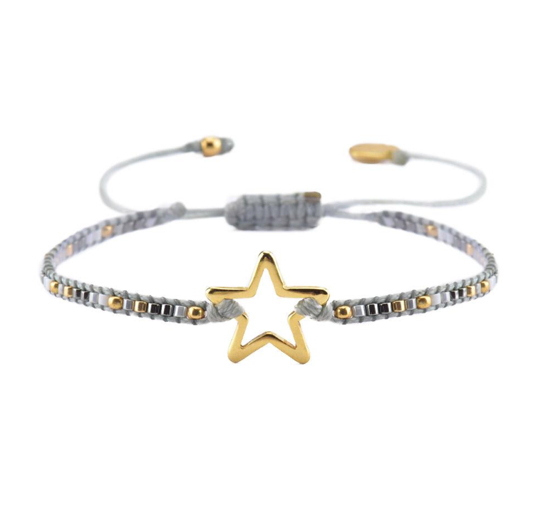 Melted Star Beaded Bracelet - Silver