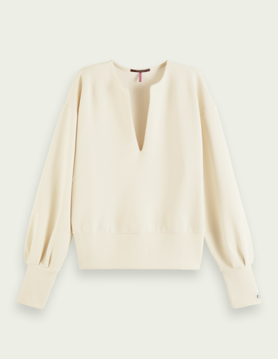 Voluminous sleeved soft sweater - Ecru