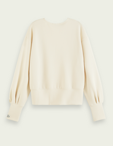 Voluminous sleeved soft sweater - Ecru