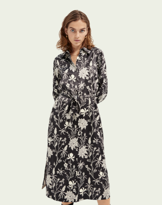 Black Floral Shirtdress