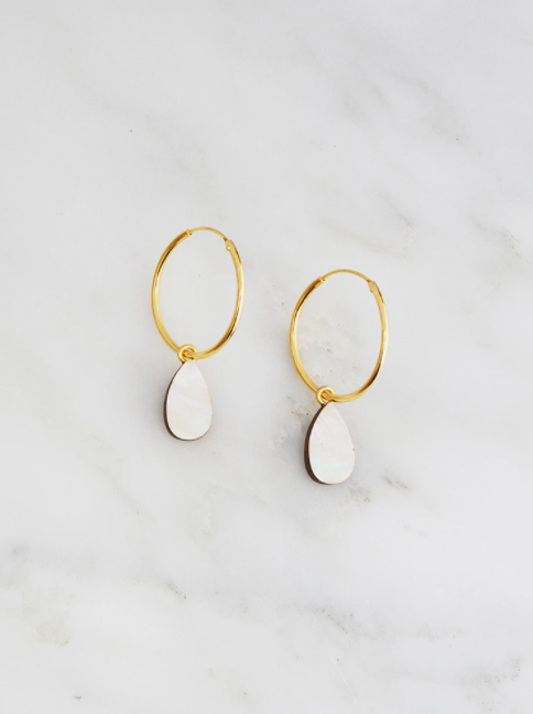 Raindrop Hoops in Mother of Pearl