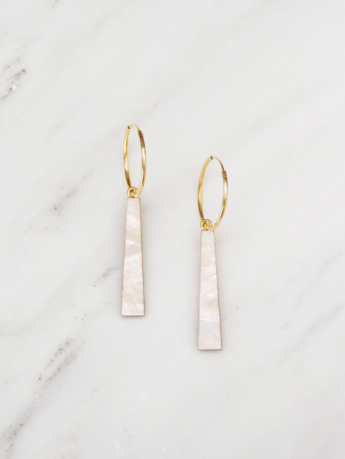 Tassel Hoops in Mother of Pearl