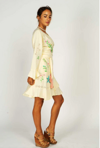 Riveria Cream Wrap Dress - Short