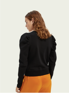 Black Cotton-blend wrap top