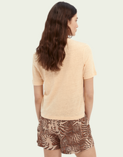 Load image into Gallery viewer, Peach Linen V-neck Tee