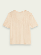 Load image into Gallery viewer, Peach Linen V-neck Tee