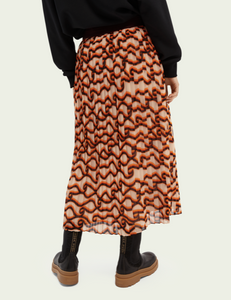 Printed Pleated Midi Skirt