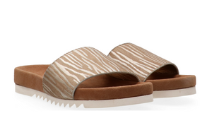 Berlin Leather Slider - Zebra silver beige