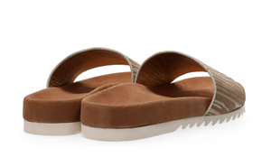 Berlin Leather Slider - Zebra silver beige