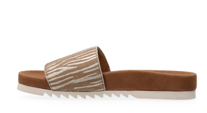 Berlin Leather Slider - Zebra silver beige