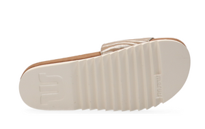 Berlin Leather Slider - Zebra silver beige