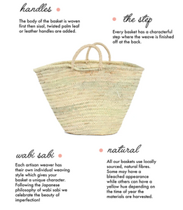 Moroccan Pom Pom Basket - Orange
