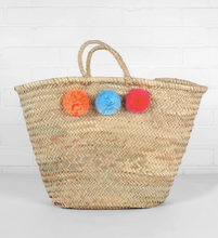 Load image into Gallery viewer, Moroccan Pom Pom Basket - Mixed