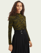 Load image into Gallery viewer, Marble Printed high-neck slim-fit T-shirt