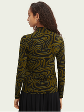 Load image into Gallery viewer, Marble Printed high-neck slim-fit T-shirt
