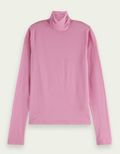 Mauve high-neck slim-fit T-shirt