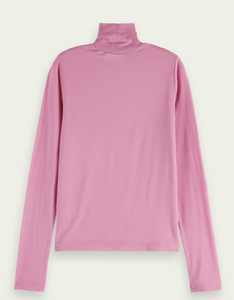 Mauve high-neck slim-fit T-shirt