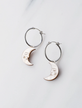 Load image into Gallery viewer, Moon Hoops - Silver