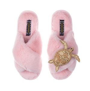 Pink Artisan Gold Turtle on Classic Slippers