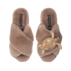 Toffee Artisan Gold Turtle on Classic Slippers
