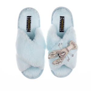 Artisan Pearl & Silver Lobster on Powder Blue Classic Slippers