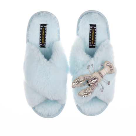 Artisan Pearl Silver Lobster on Powder Blue Classic Slippers