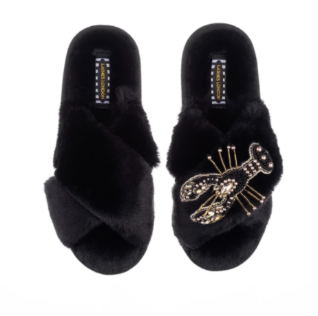 Artisan Black & Gold Lobster on Black Classic Slippers