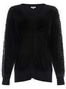 SEQUIN KNIT LS V NK JUMPER