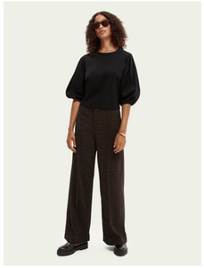 High rise patterned wide-leg trousers