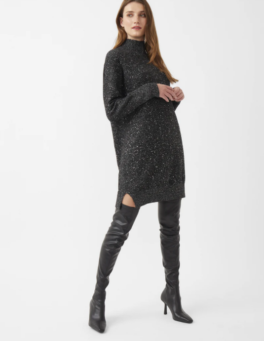 REMI KNIT ROLLNECK MINI DRESS - Black