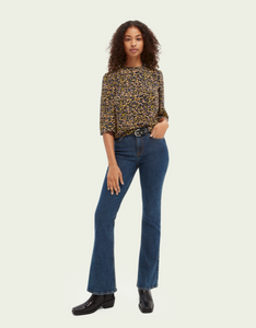 Printed piped-detailing top - bubblegum