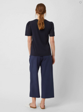 Load image into Gallery viewer, Navy Jersey Broderie round neck - Last one - size 8 / XS
