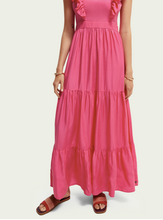 Load image into Gallery viewer, V-neck open back maxi dress- hot pink